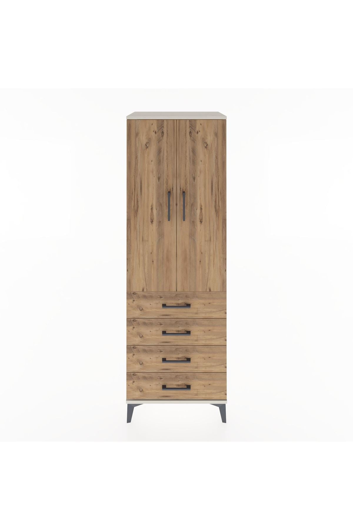 Hyperion Dolap Tek Raflı 4 Çekmeceli Tek Askılı 60x44x182 - S56M027V3B