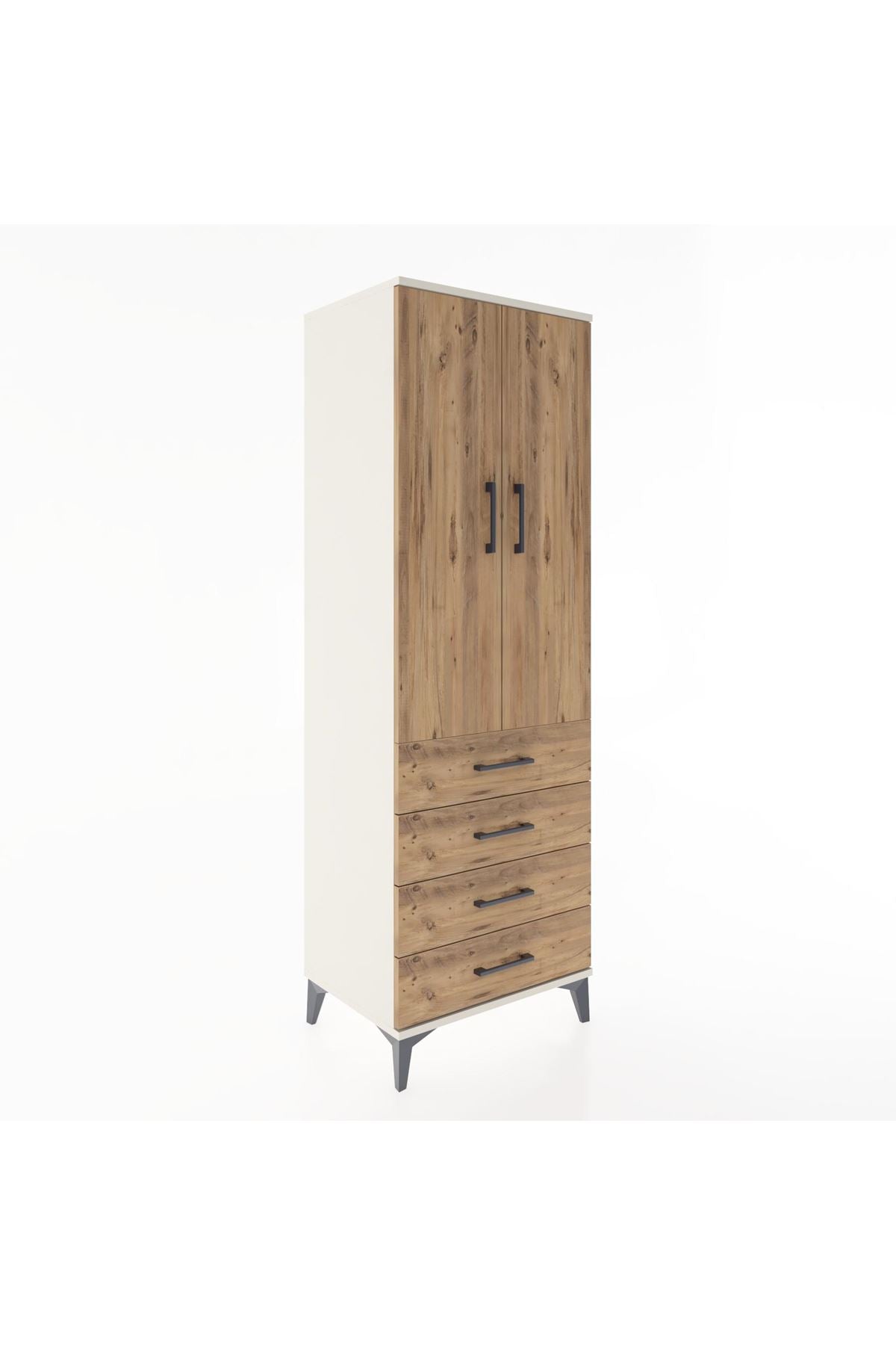 Hyperion Dolap Tek Raflı 4 Çekmeceli Tek Askılı 60x44x182 - S56M027V3B