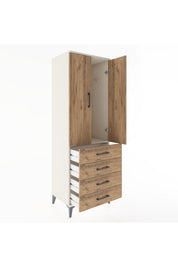 Hyperion Dolap Tek Raflı 4 Çekmeceli Tek Askılı 60x44x182 - S56M027V3B