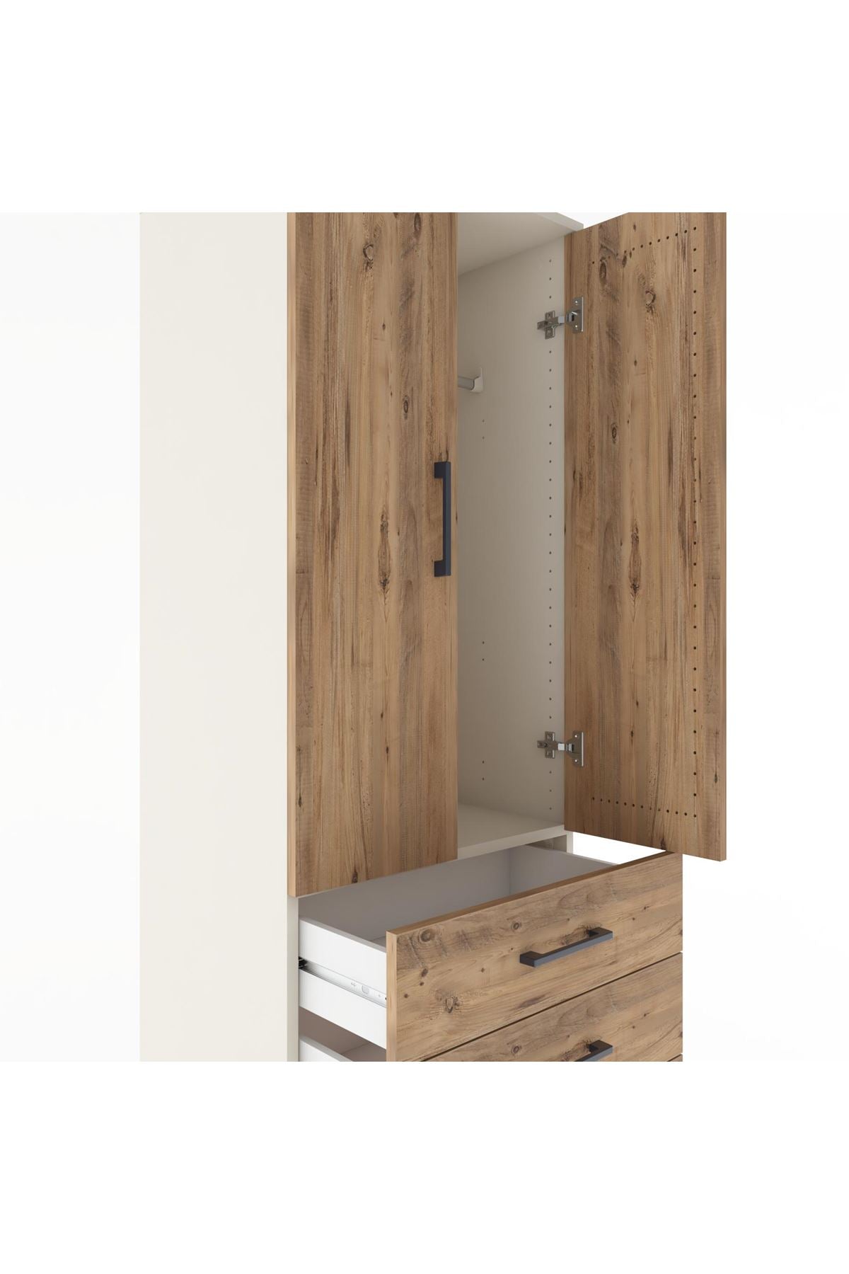 Hyperion Dolap Tek Raflı 4 Çekmeceli Tek Askılı 60x44x182 - S56M027V3B