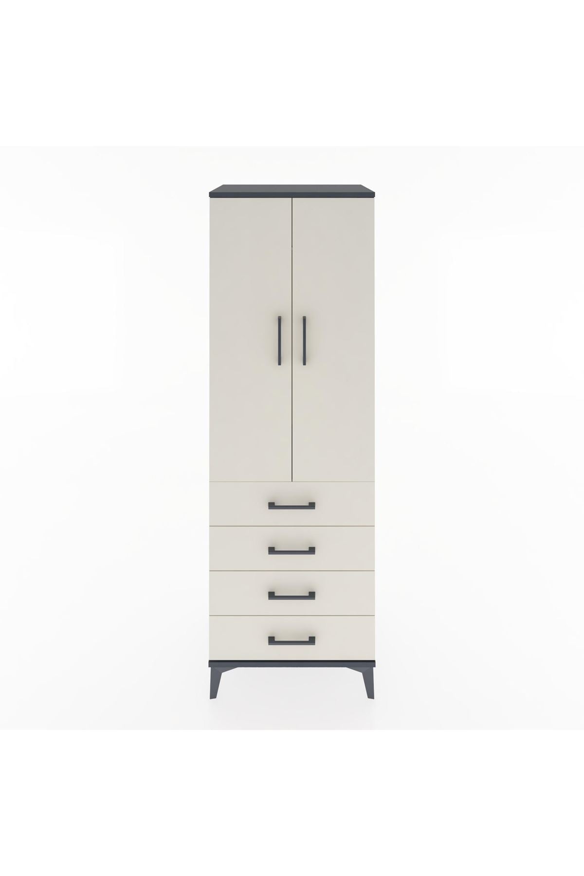 Hyperion Dolap Tek Raflı 4 Çekmeceli Tek Askılı 60x44x182 - S56M027V4B