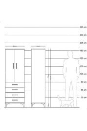 Hyperion Dolap Tek Raflı 4 Çekmeceli Tek Askılı 60x44x182 - S56M027V2B