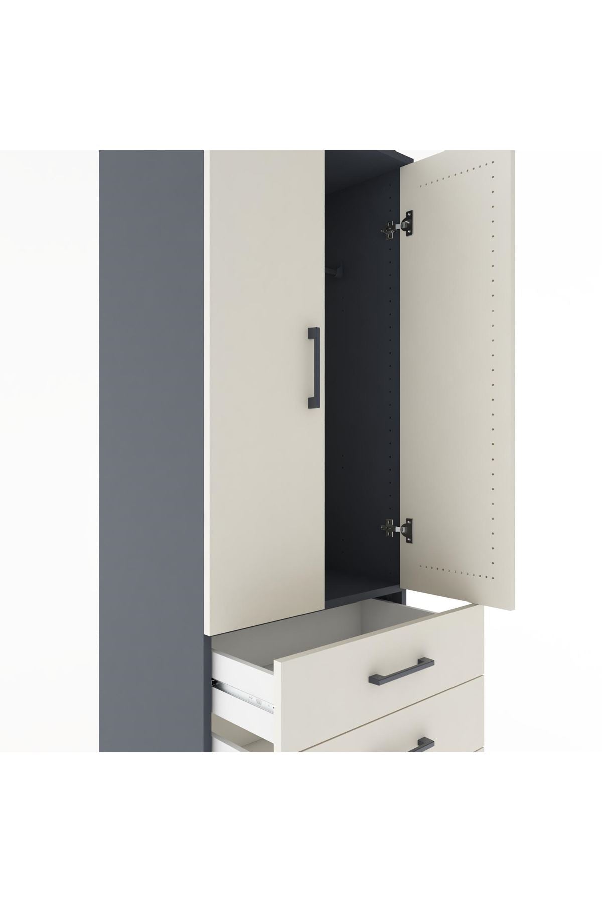 Hyperion Dolap Tek Raflı 4 Çekmeceli Tek Askılı 60x44x182 - S56M027V4B