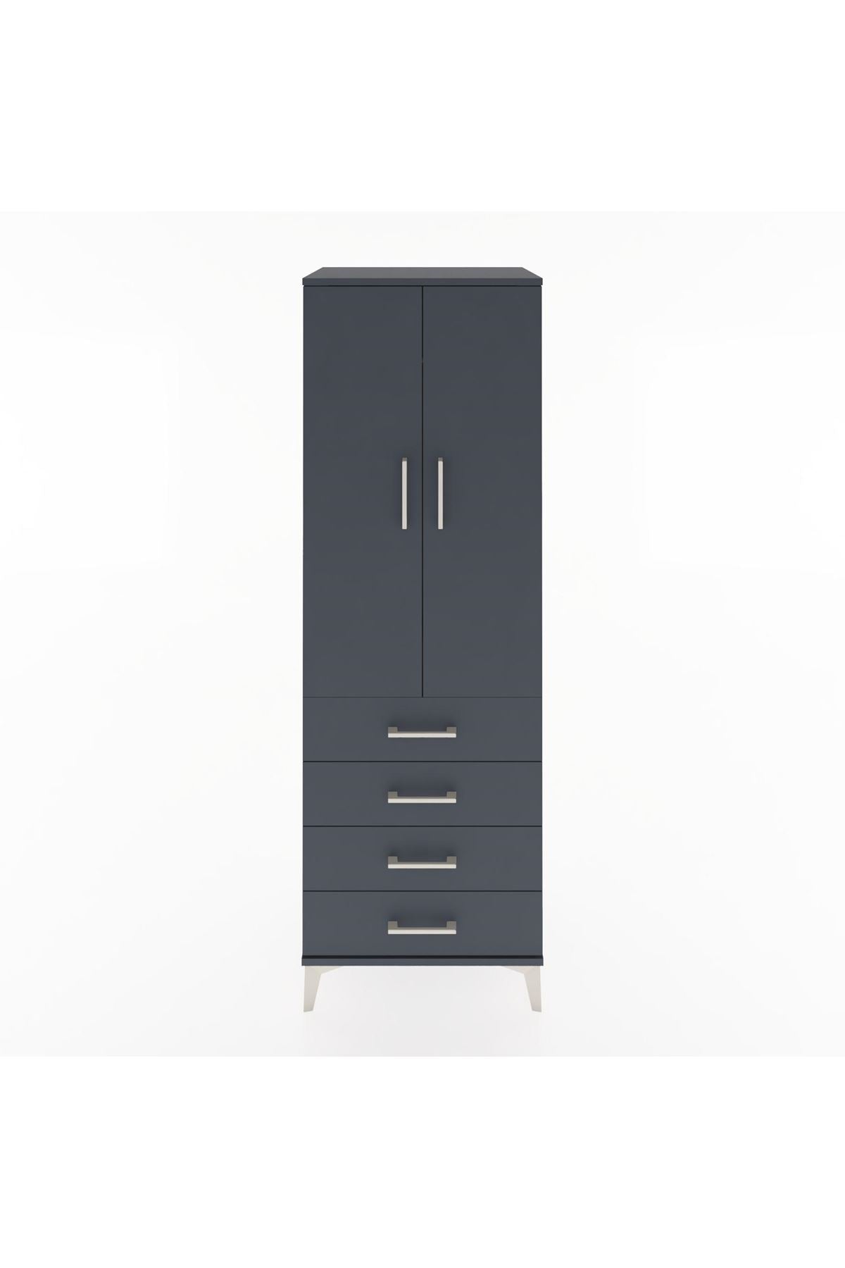 Hyperion Dolap Tek Raflı 4 Çekmeceli Tek Askılı 60x44x182 - S56M027V5B