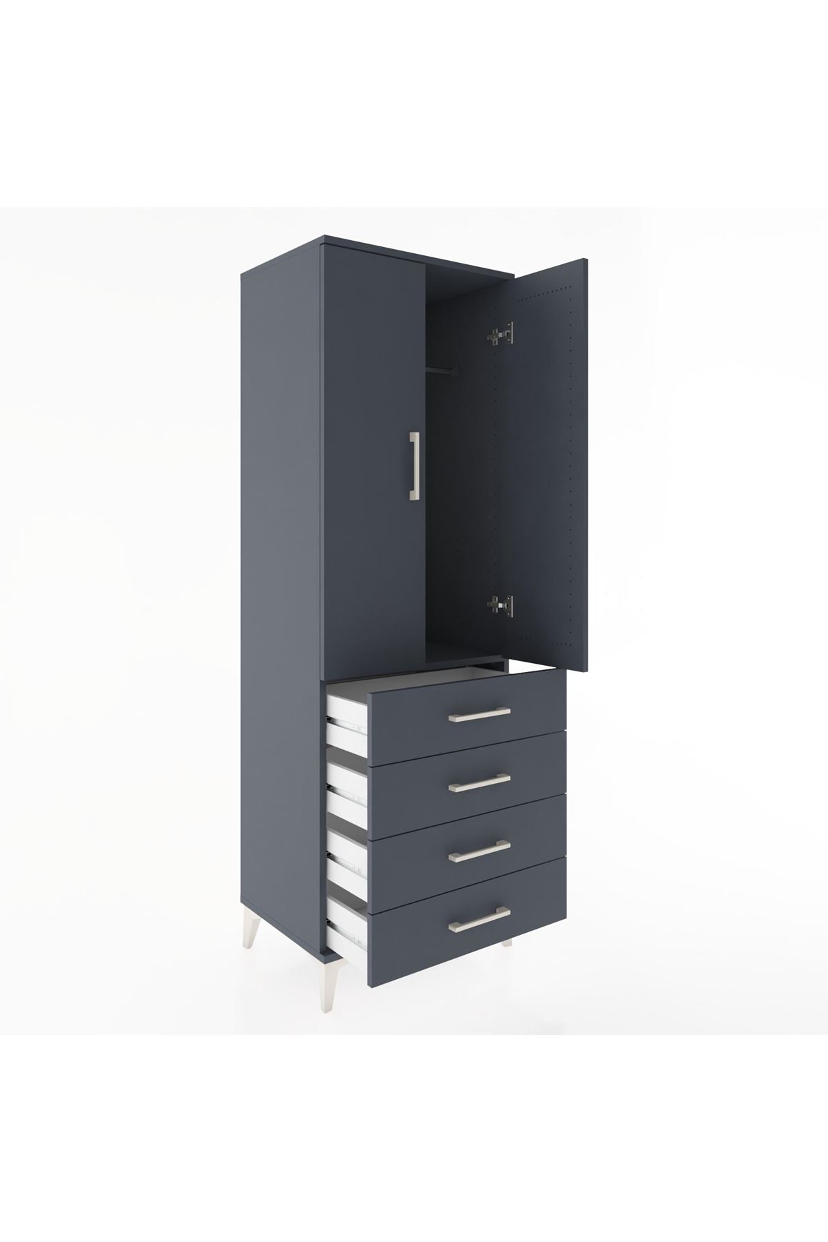 Hyperion Dolap Tek Raflı 4 Çekmeceli Tek Askılı 60x44x182 - S56M027V5B