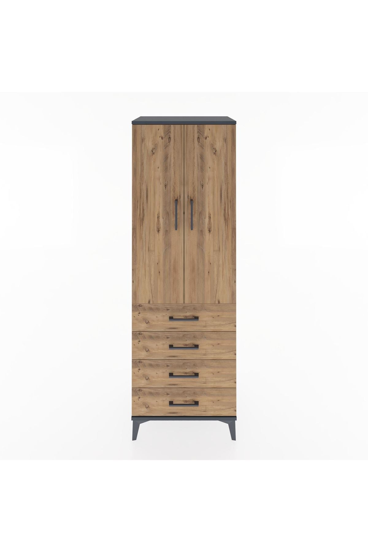 Hyperion Dolap Tek Raflı 4 Çekmeceli Tek Askılı 60x44x182 - S56M027V6B
