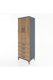 Hyperion Dolap Tek Raflı 4 Çekmeceli Tek Askılı 60x44x182 - S56M027V6B