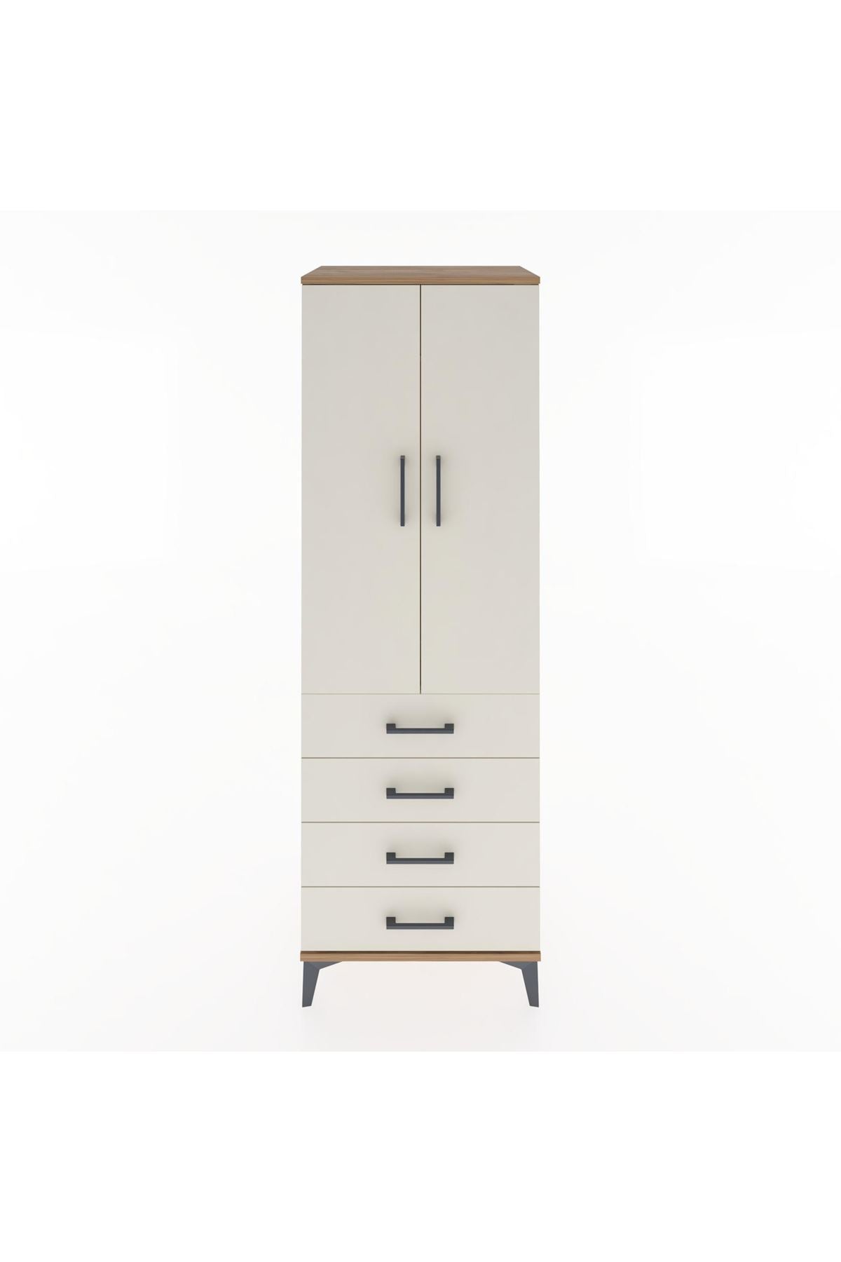 Hyperion Dolap Tek Raflı 4 Çekmeceli Tek Askılı 60x44x182 - S56M027V7B