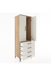 Hyperion Dolap Tek Raflı 4 Çekmeceli Tek Askılı 60x44x182 - S56M027V7B
