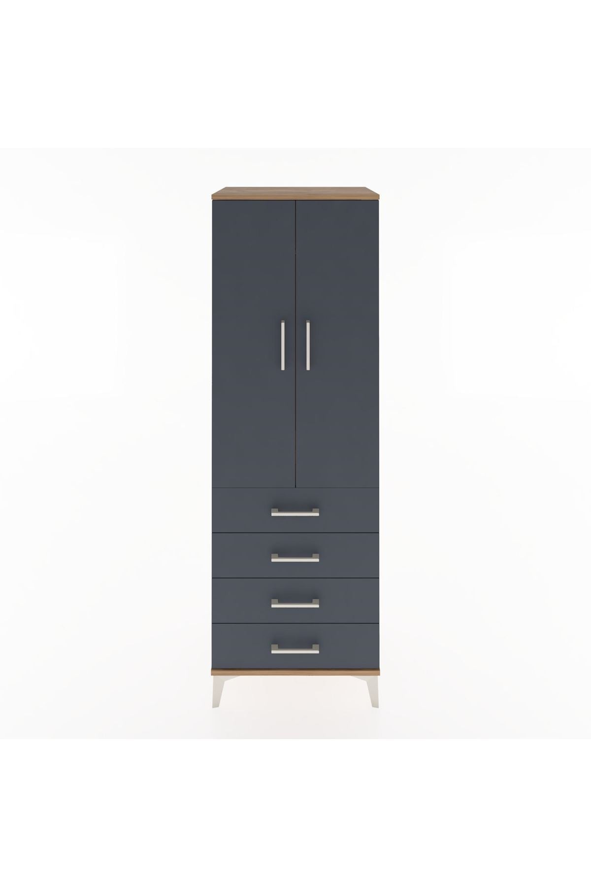 Hyperion Dolap Tek Raflı 4 Çekmeceli Tek Askılı 60x44x182 - S56M027V8B
