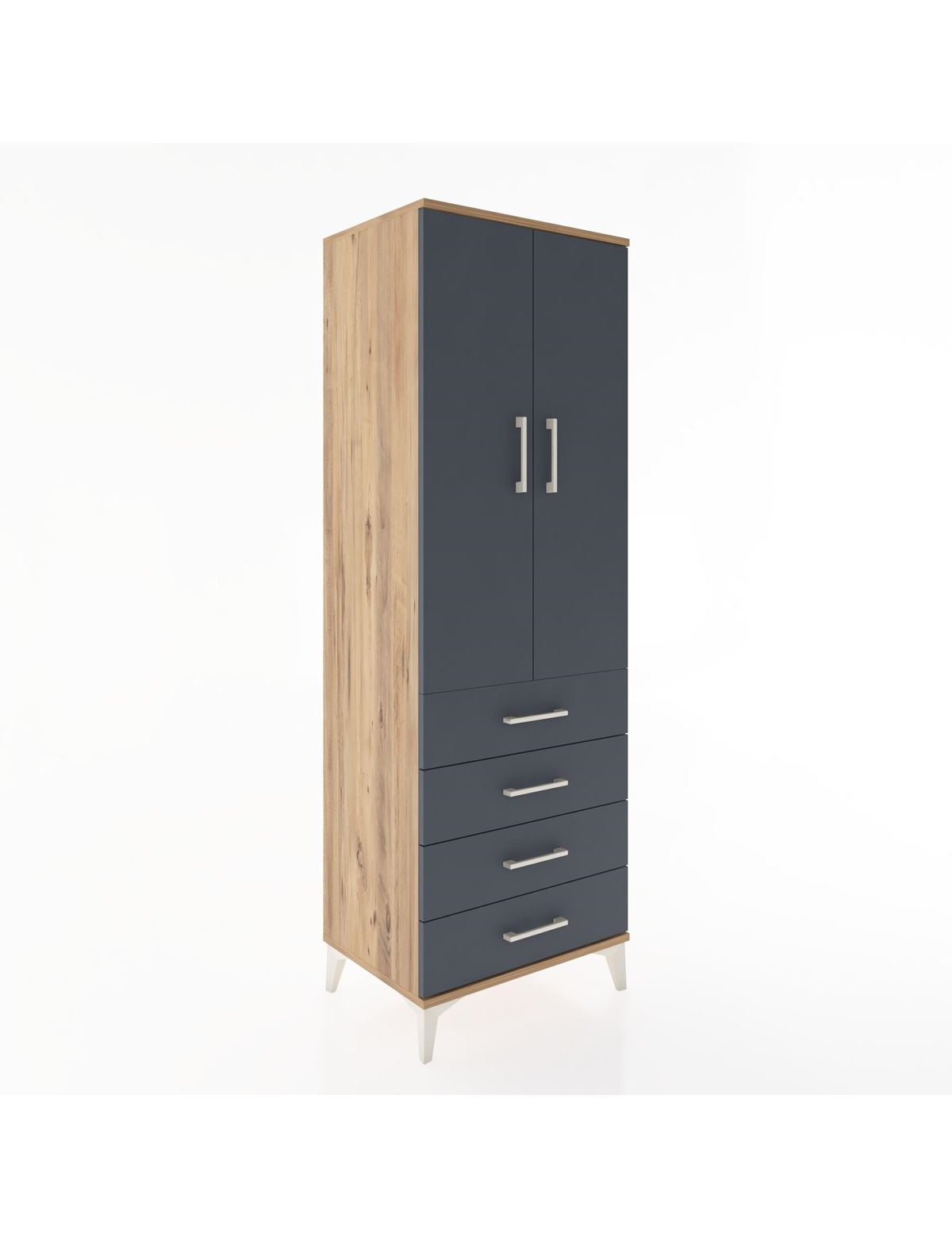 Hyperion Dolap Tek Raflı 4 Çekmeceli Tek Askılı 60x44x182 - S56M027V8B