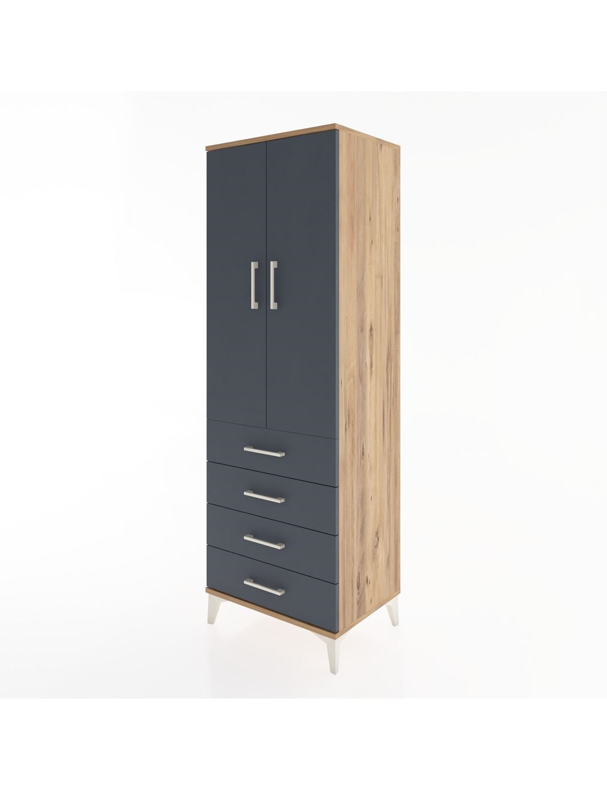 Hyperion Dolap Tek Raflı 4 Çekmeceli Tek Askılı 60x44x182 - S56M027V8B
