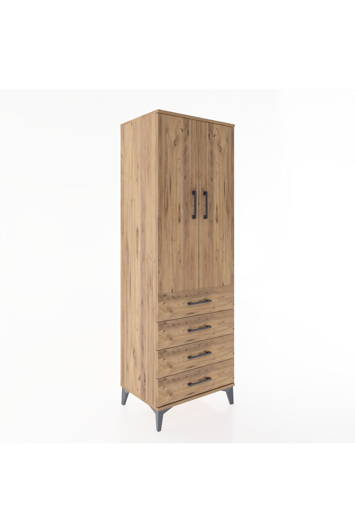 Hyperion Dolap Tek Raflı 4 Çekmeceli Tek Askılı 60x44x182 - S56M027V9B