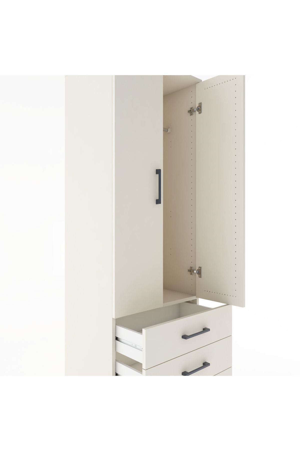 Hyperion Dolap Tek Raflı 3 Çekmeceli Tek Askılı 60x44x182 - S56M028V1B
