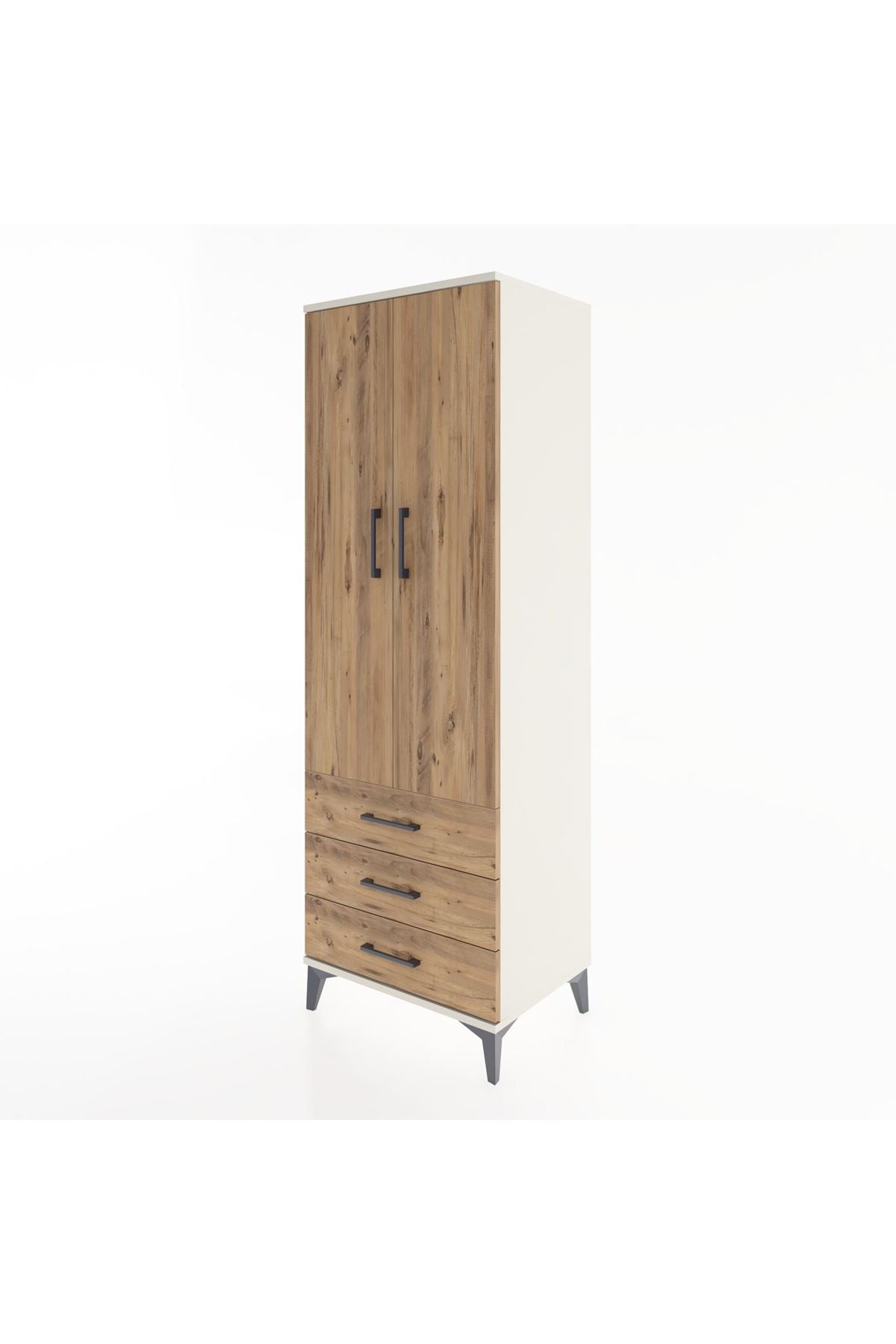 Hyperion Dolap Tek Raflı 3 Çekmeceli Tek Askılı 60x44x182 - S56M028V3B