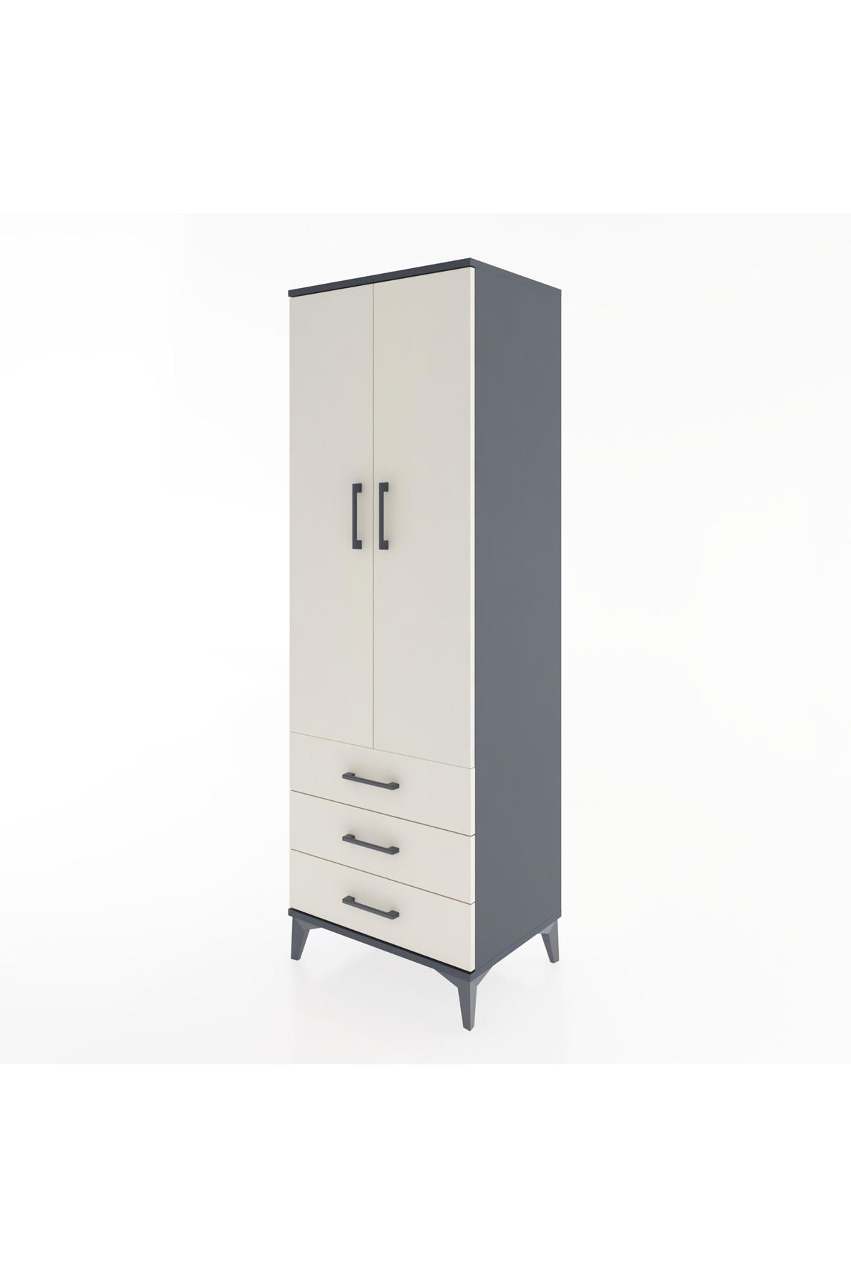 Hyperion Dolap Tek Raflı 3 Çekmeceli Tek Askılı 60x44x182 - S56M028V4B