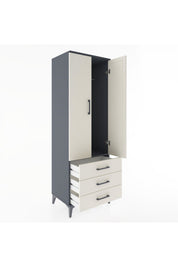 Hyperion Dolap Tek Raflı 3 Çekmeceli Tek Askılı 60x44x182 - S56M028V4B