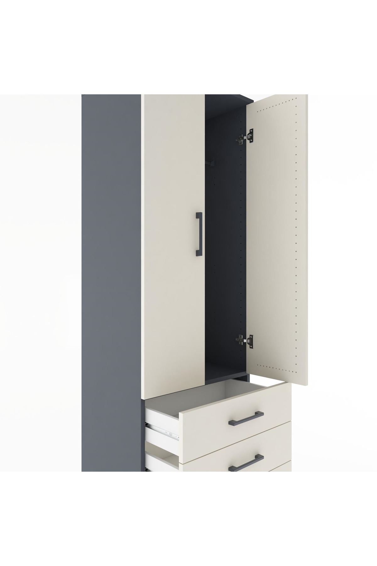 Hyperion Dolap Tek Raflı 3 Çekmeceli Tek Askılı 60x44x182 - S56M028V4B