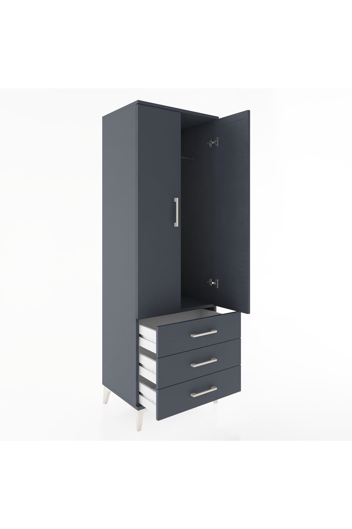 Hyperion Dolap Tek Raflı 3 Çekmeceli Tek Askılı 60x44x182 - S56M028V5B