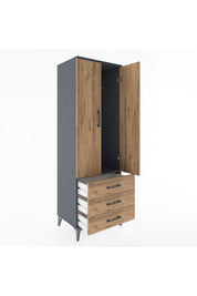 Hyperion Dolap Tek Raflı 3 Çekmeceli Tek Askılı 60x44x182 - S56M028V6B