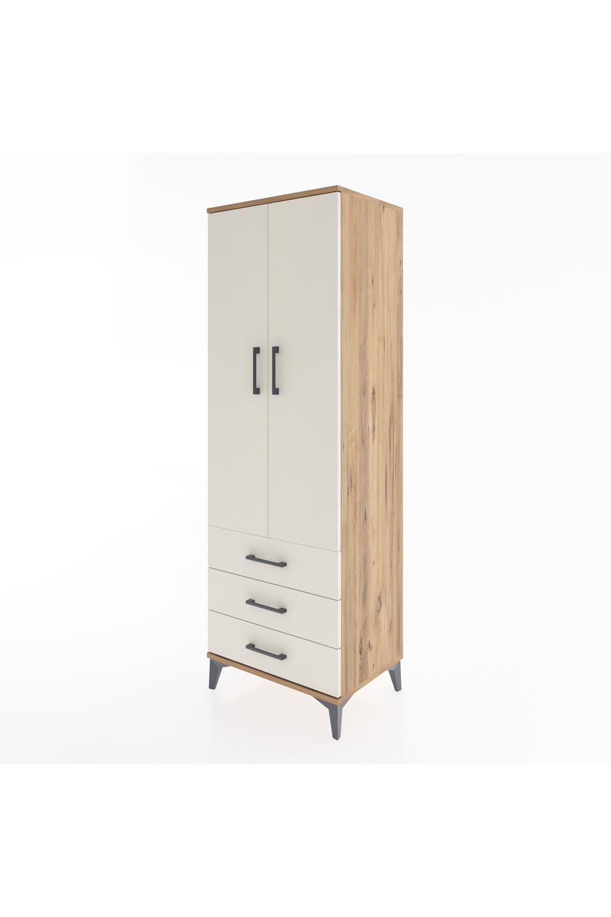 Hyperion Dolap Tek Raflı 3 Çekmeceli Tek Askılı 60x44x182 - S56M028V7B