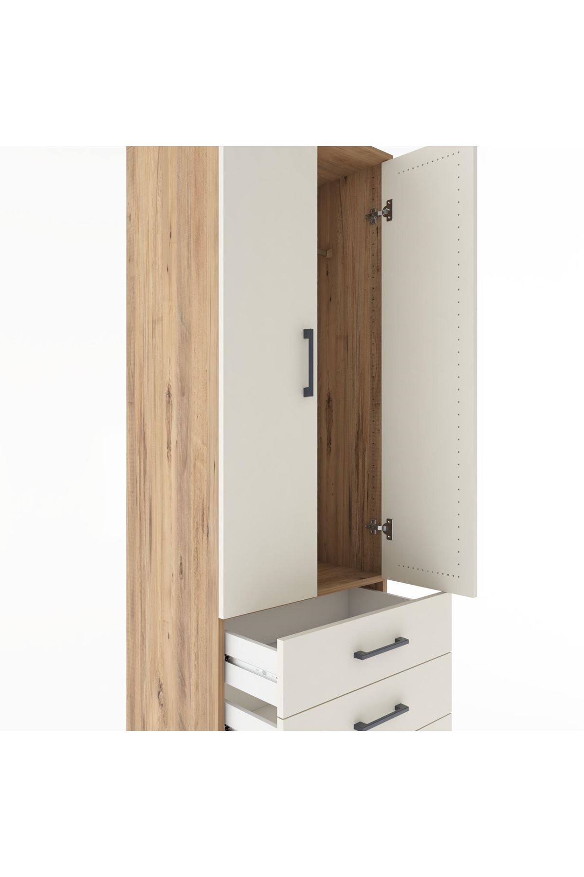 Hyperion Dolap Tek Raflı 3 Çekmeceli Tek Askılı 60x44x182 - S56M028V7B