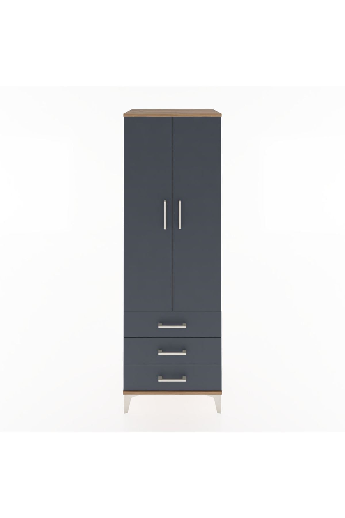 Hyperion Dolap Tek Raflı 3 Çekmeceli Tek Askılı 60x44x182 - S56M028V8B
