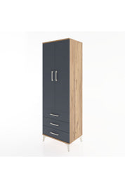 Hyperion Dolap Tek Raflı 3 Çekmeceli Tek Askılı 60x44x182 - S56M028V8B