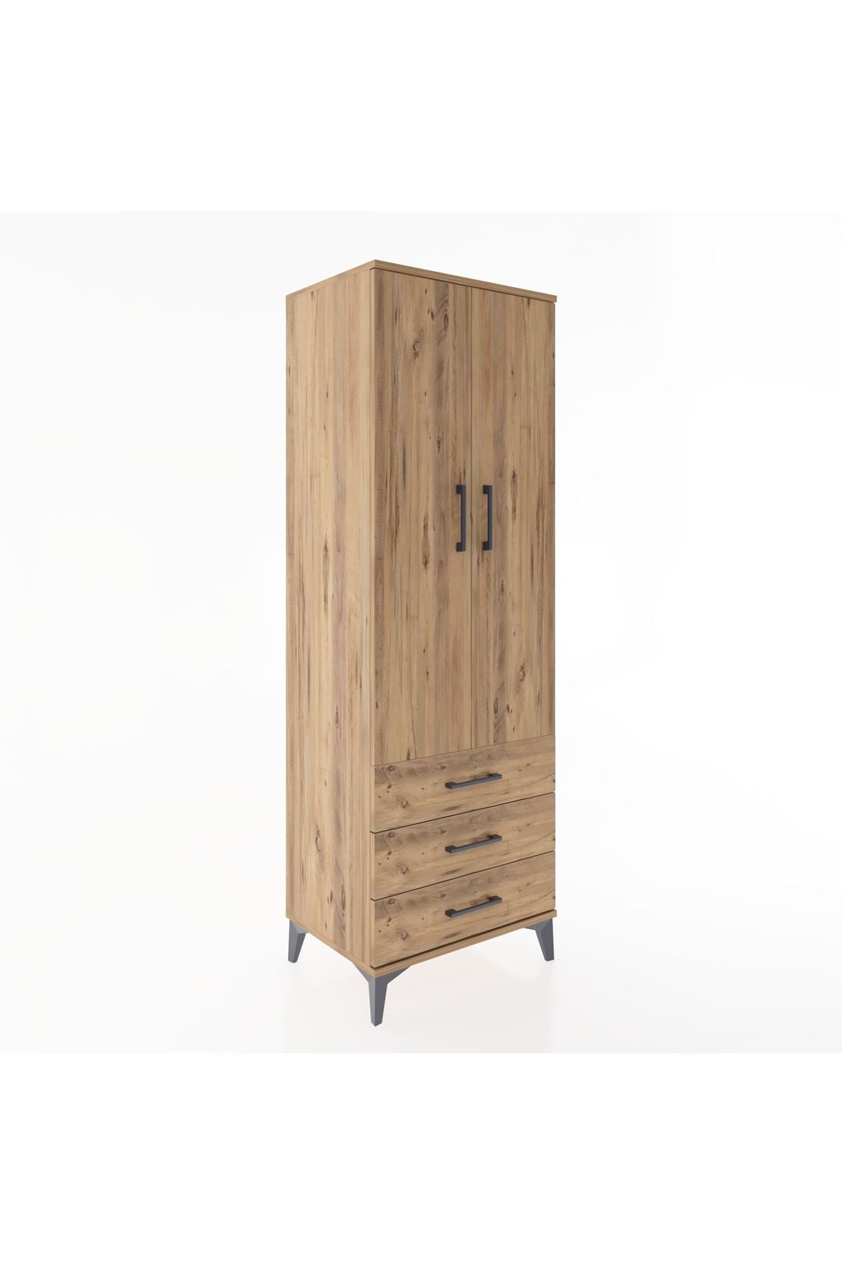 Hyperion Dolap Tek Raflı 3 Çekmeceli Tek Askılı 60x44x182 - S56M028V9B