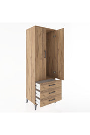 Hyperion Dolap Tek Raflı 3 Çekmeceli Tek Askılı 60x44x182 - S56M028V9B