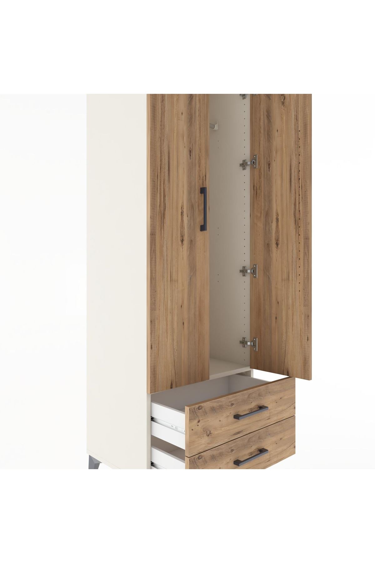 Hyperion Dolap Tek Raflı 2 Çekmeceli Tek Askılı 60x44x182 - S56M029V3B