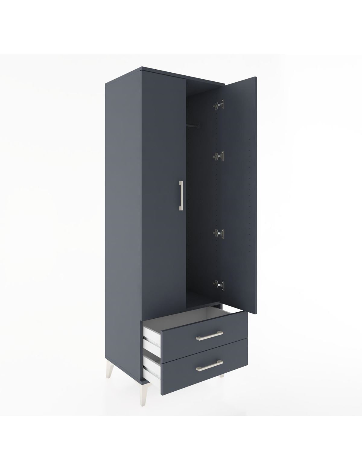 Hyperion Dolap Tek Raflı 2 Çekmeceli Tek Askılı 60x44x182 - S56M029V5B