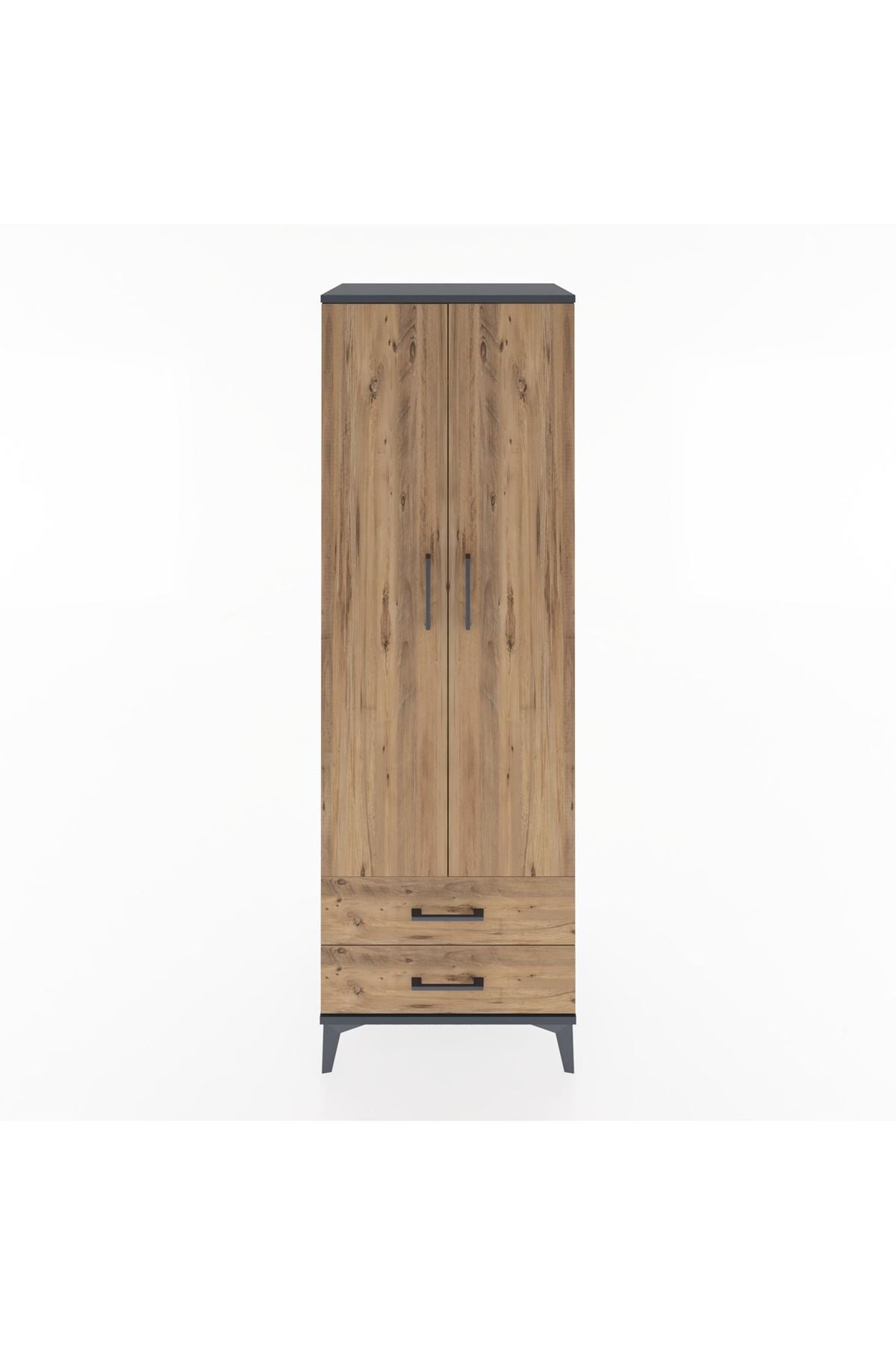 Hyperion Dolap Tek Raflı 2 Çekmeceli Tek Askılı 60x44x182 - S56M029V6B