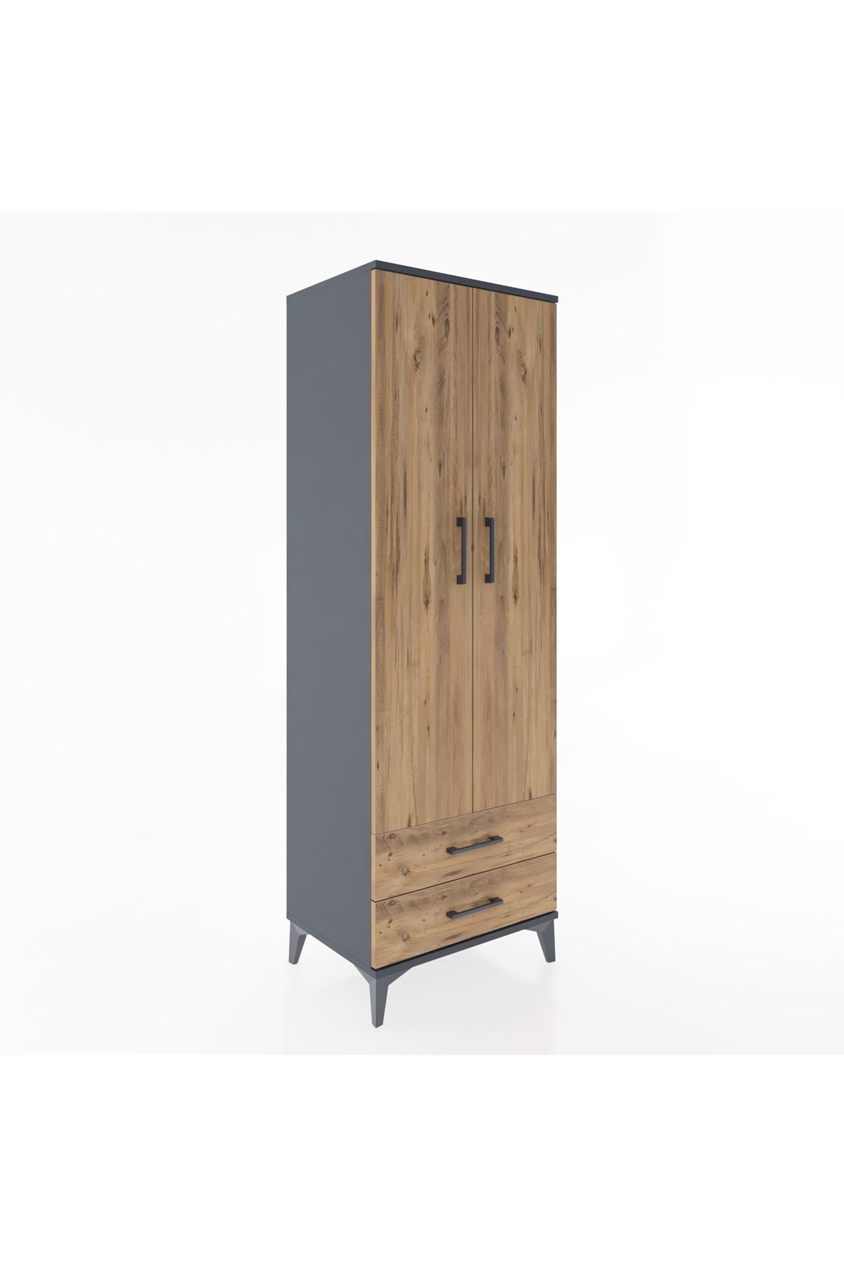 Hyperion Dolap Tek Raflı 2 Çekmeceli Tek Askılı 60x44x182 - S56M029V6B