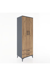 Hyperion Dolap Tek Raflı 2 Çekmeceli Tek Askılı 60x44x182 - S56M029V6B