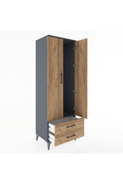 Hyperion Dolap Tek Raflı 2 Çekmeceli Tek Askılı 60x44x182 - S56M029V6B