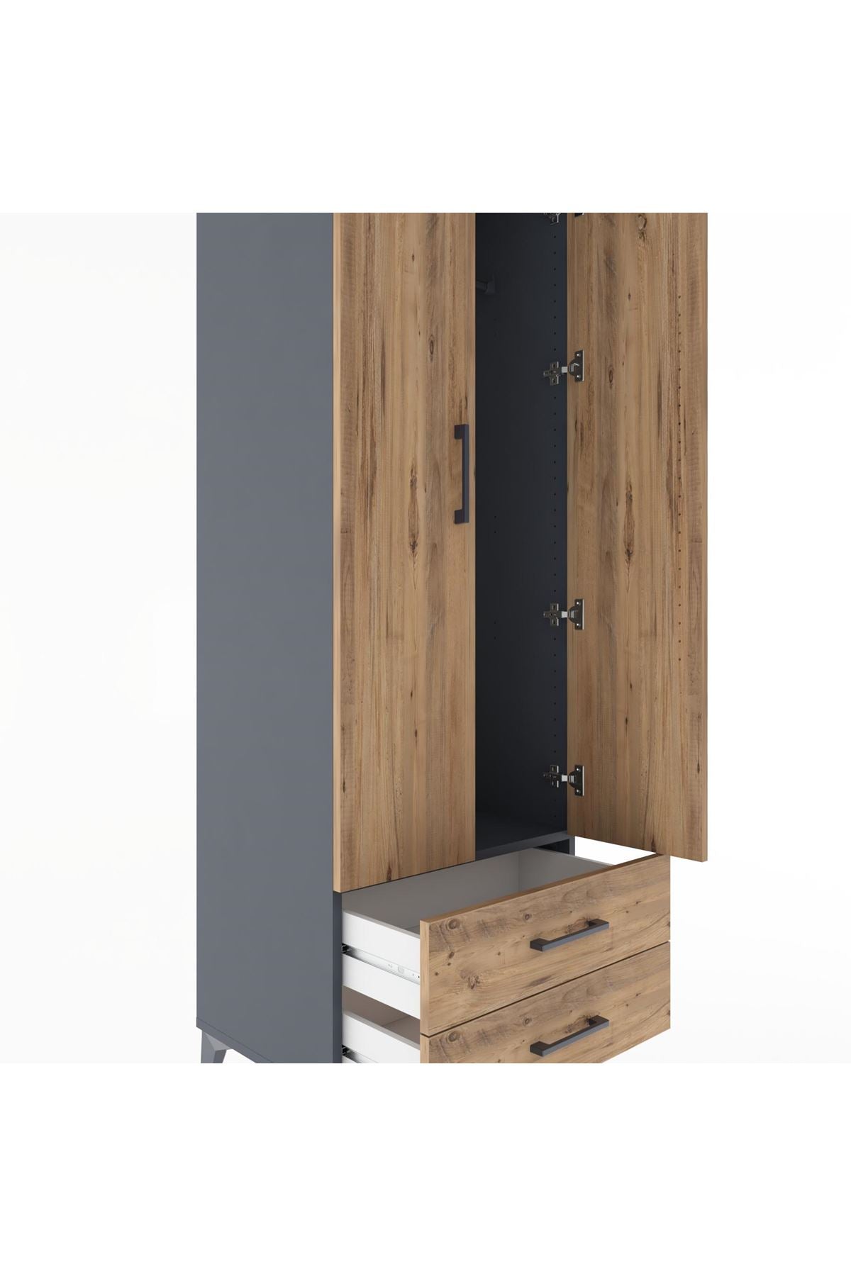 Hyperion Dolap Tek Raflı 2 Çekmeceli Tek Askılı 60x44x182 - S56M029V6B