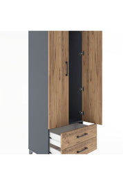 Hyperion Dolap Tek Raflı 2 Çekmeceli Tek Askılı 60x44x182 - S56M029V6B