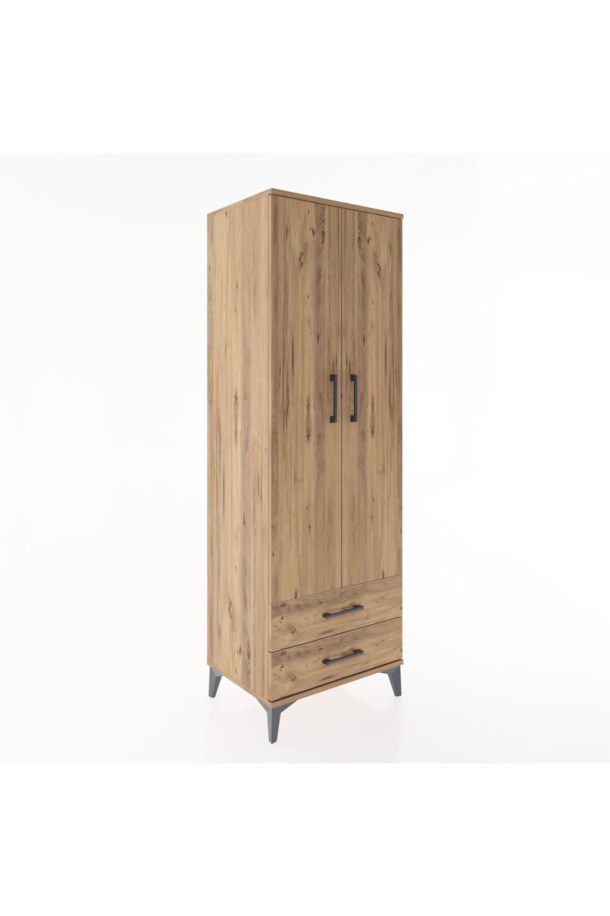 Hyperion Dolap Tek Raflı 2 Çekmeceli Tek Askılı 60x44x182 - S56M029V9B