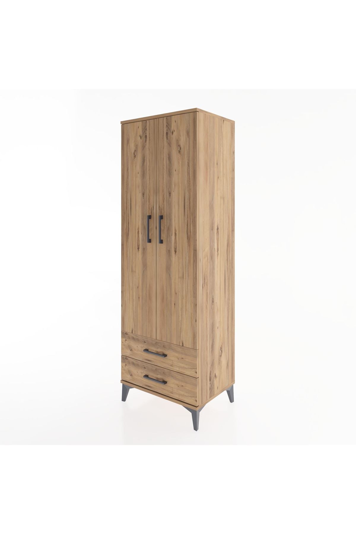Hyperion Dolap Tek Raflı 2 Çekmeceli Tek Askılı 60x44x182 - S56M029V9B