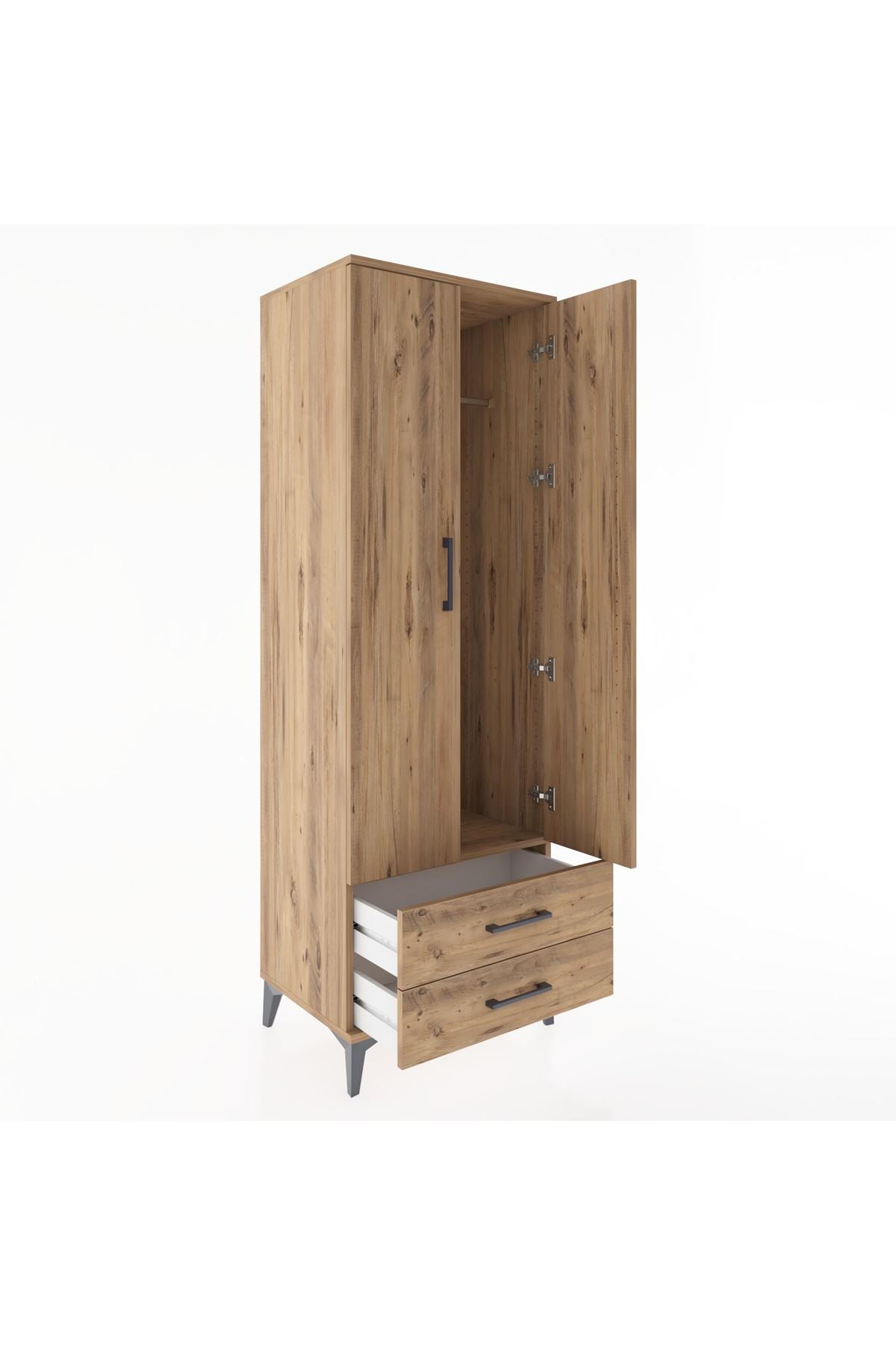 Hyperion Dolap Tek Raflı 2 Çekmeceli Tek Askılı 60x44x182 - S56M029V9B
