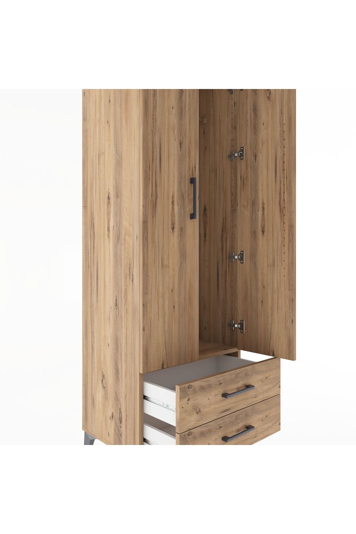 Hyperion Dolap Tek Raflı 2 Çekmeceli Tek Askılı 60x44x182 - S56M029V9B