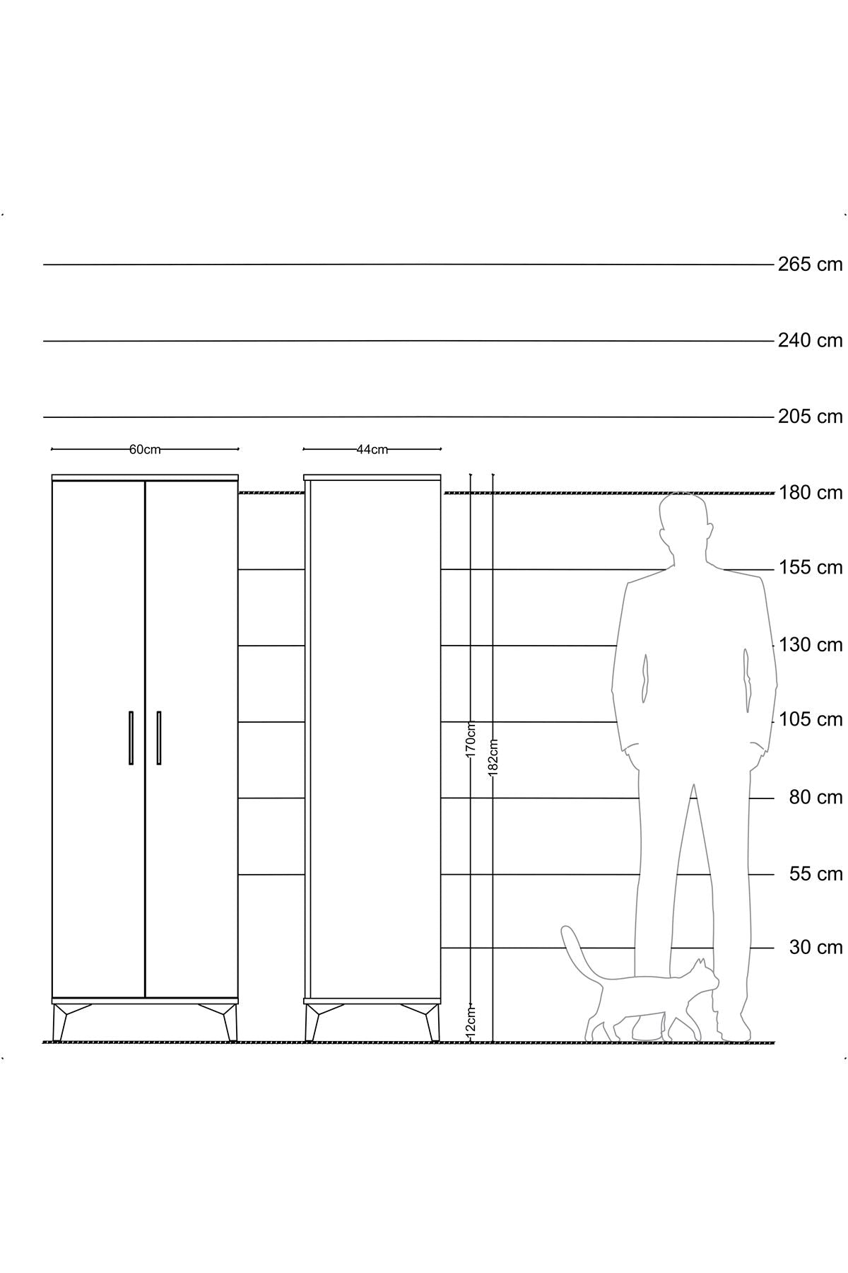 Hyperion Dolap 2 Raflı 2 Kapaklı Tek Askılı 60x44x182 - S56M031V8B