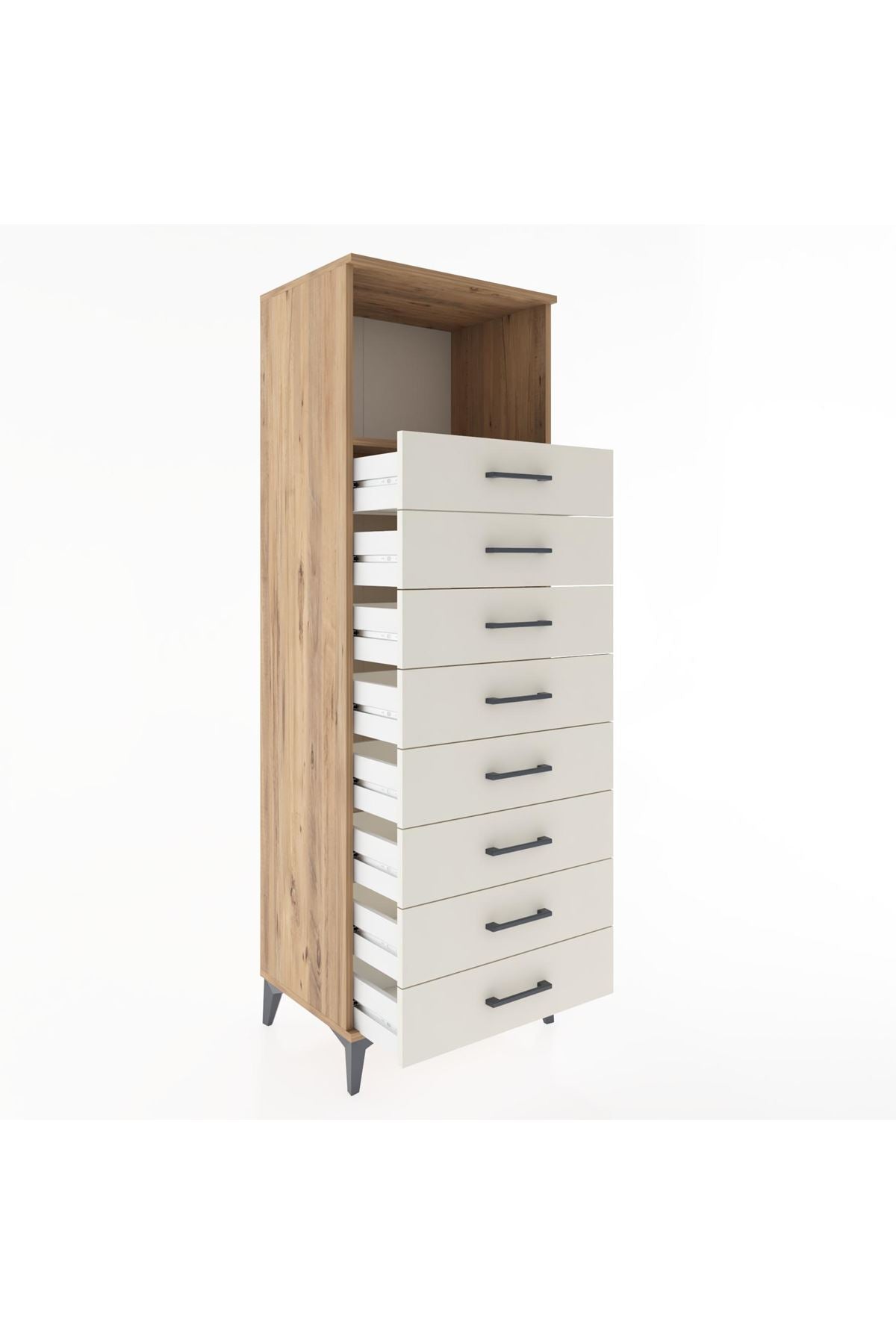 Hyperion Dolap Tek Raflı 8 Çekmeceli 60x44x182 - S56M032V7B