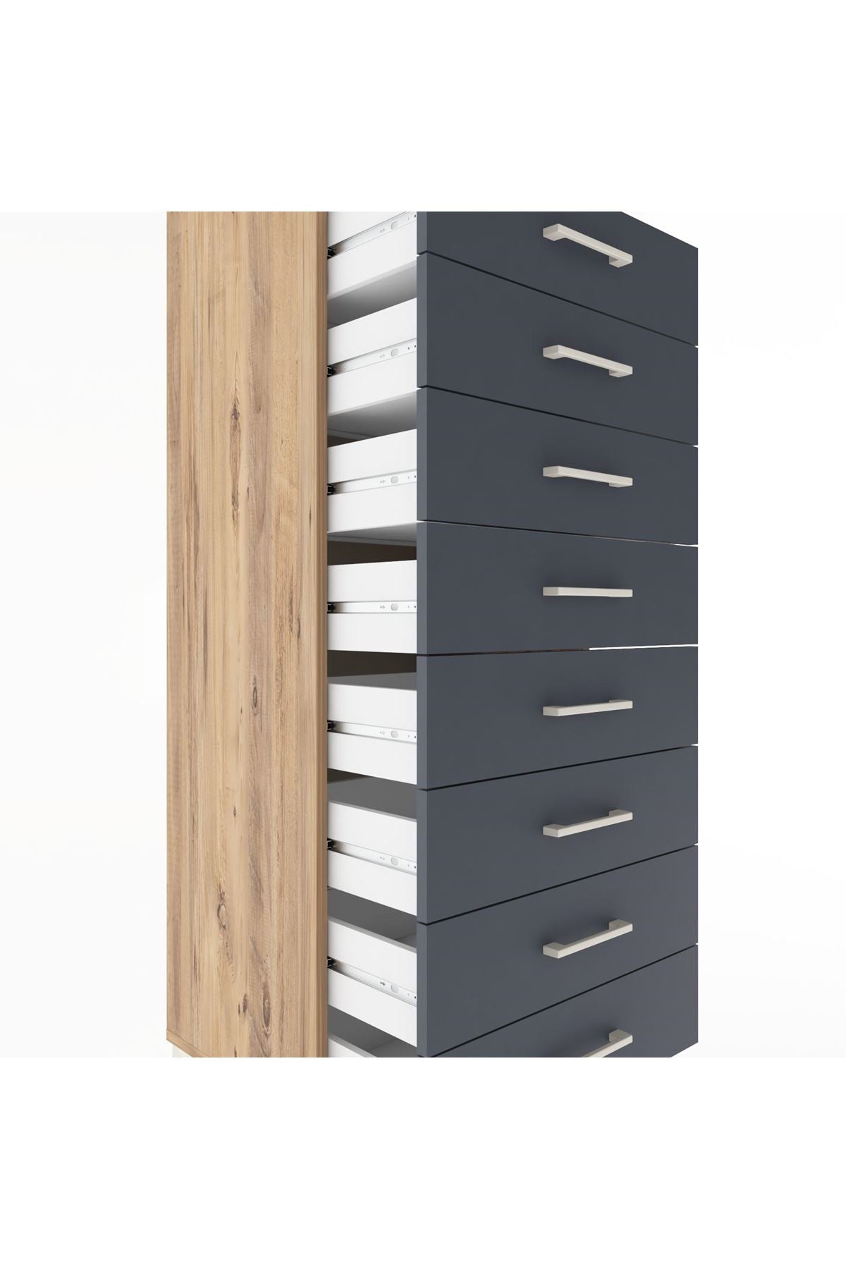Hyperion Dolap Tek Raflı 8 Çekmeceli 60x44x182 - S56M032V8B