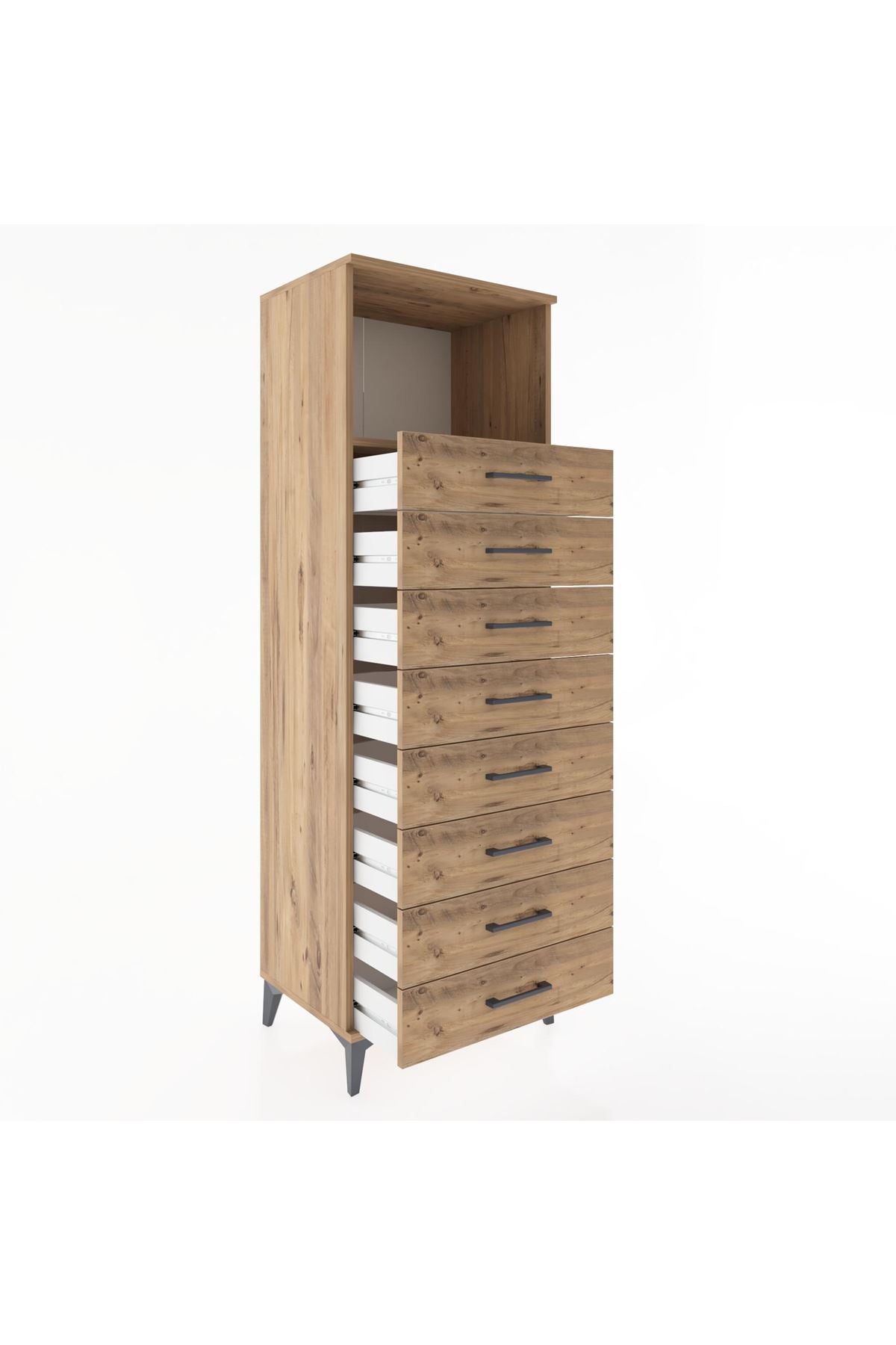 Hyperion Dolap Tek Raflı 8 Çekmeceli 60x44x182 - S56M032V9B