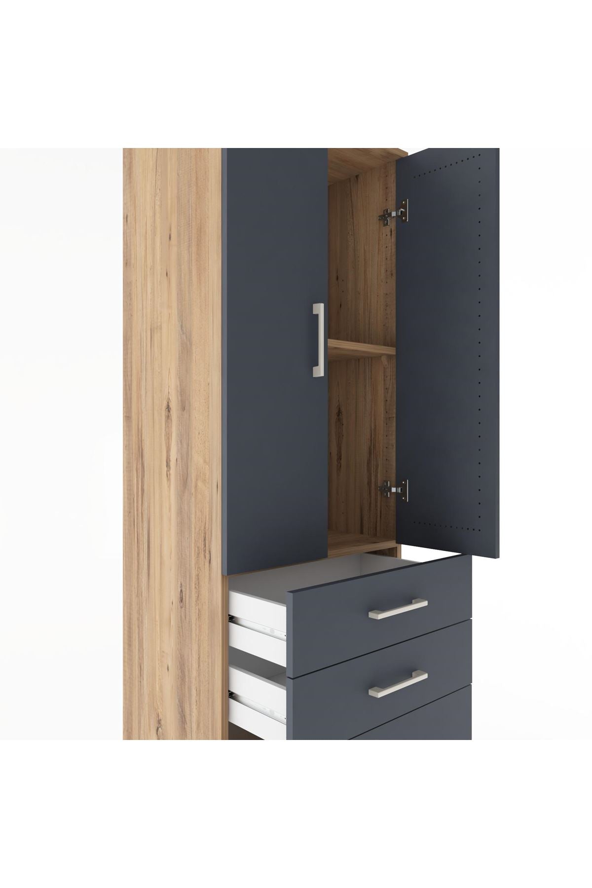 Hyperion Dolap 2 Raflı 3 Çekmeceli 2 Kapaklı 60x44x182 - S56M014V8B