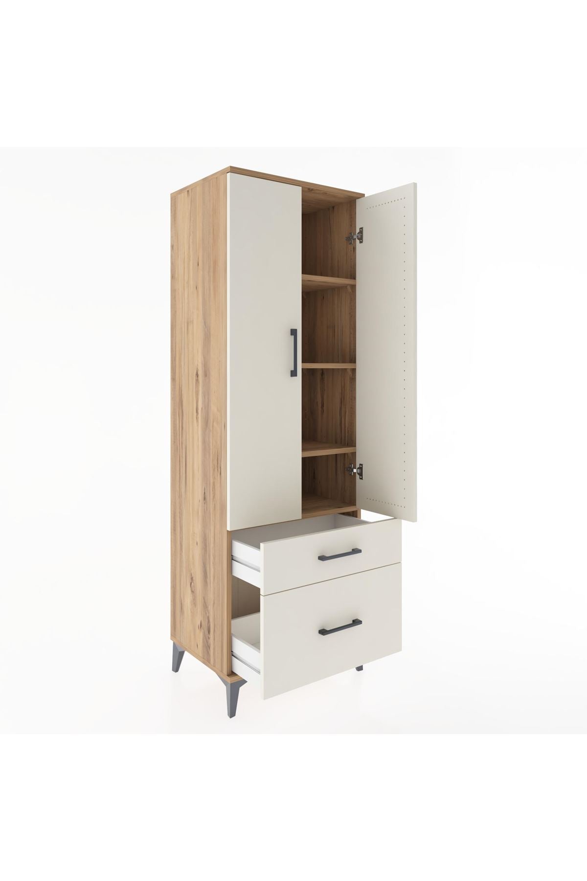 Hyperion Dolap 4 Raflı 2 Çekmeceli 2 Kapaklı 60x44x182 - S56M015V7B