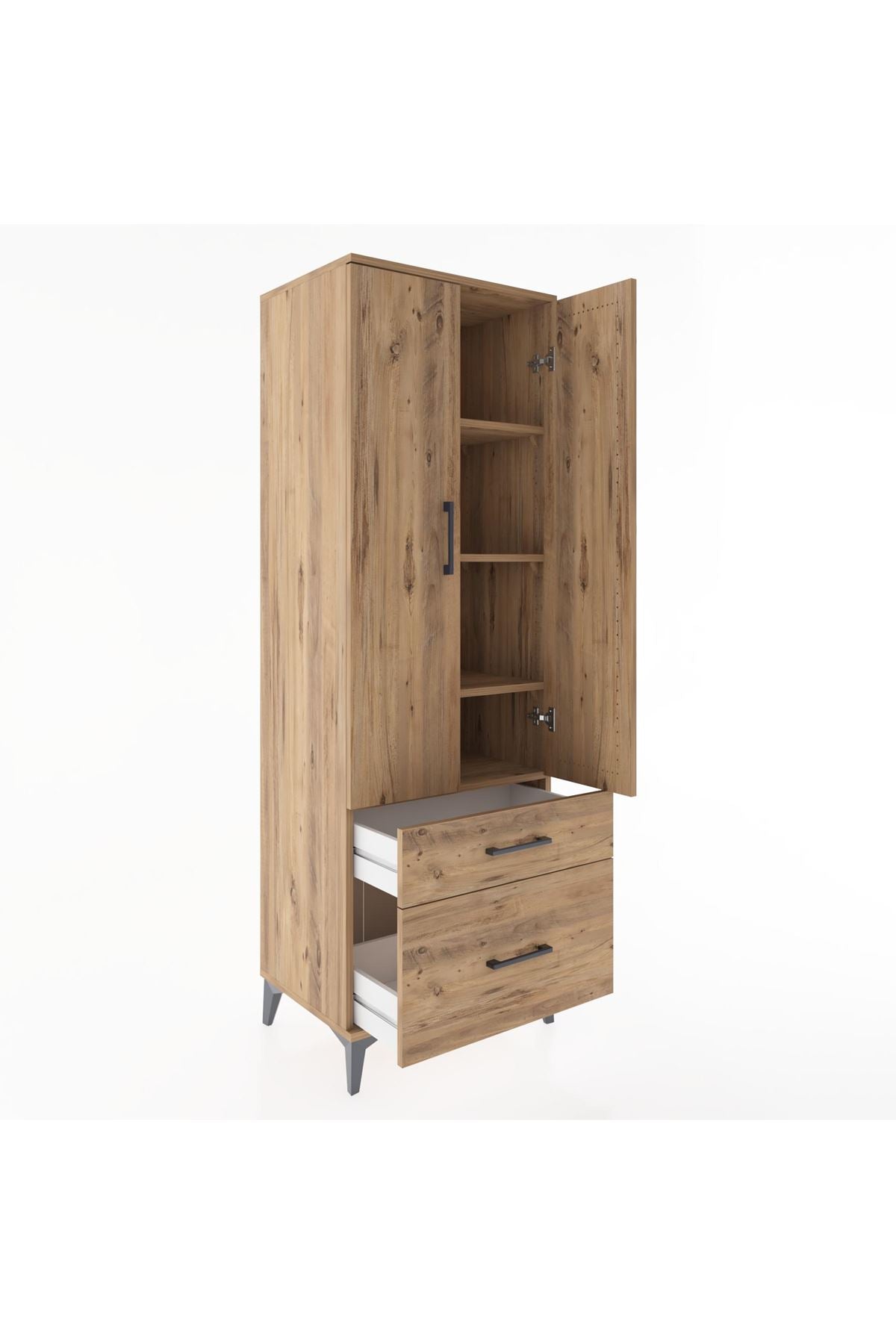 Hyperion Dolap 4 Raflı 2 Çekmeceli 2 Kapaklı 60x44x182 - S56M015V9B