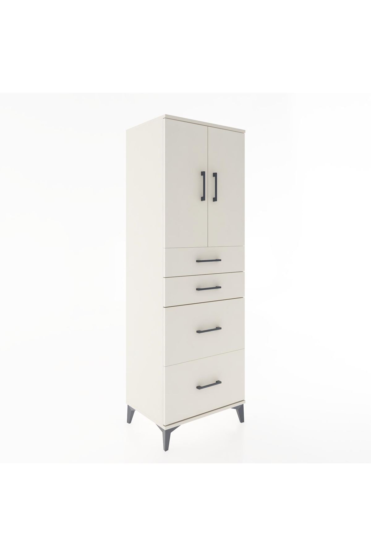 Hyperion Dolap Tek Raflı 4 Çekmeceli 2 Kapaklı 60x44x182 - S56M019V1B